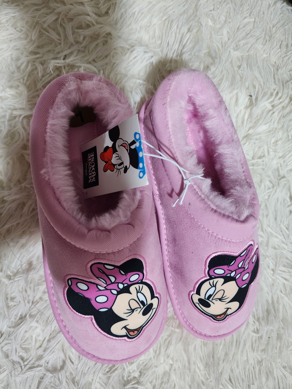 Kids Pink Minnie Mouse Slip-On One Piece Slippers